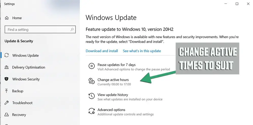 Windows Updates active Times