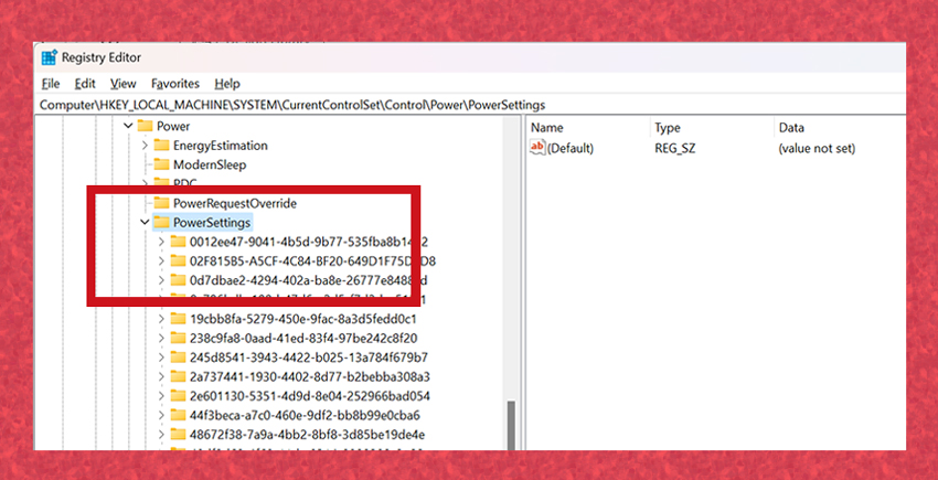 Windows Registry Power Settings Folder