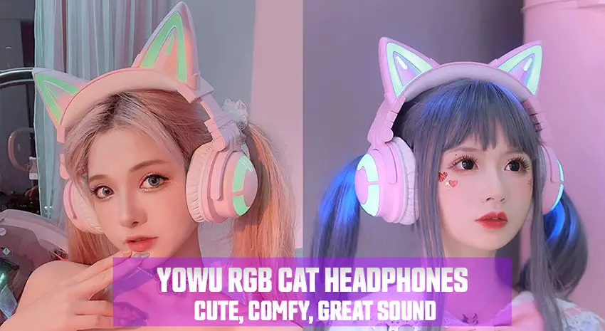 YOWU Pink RGB Cat Ear Gaming Headsets
