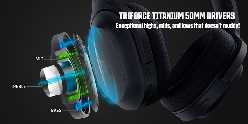 TriForce Titanium 50mm Drivers on the Razer Headsets