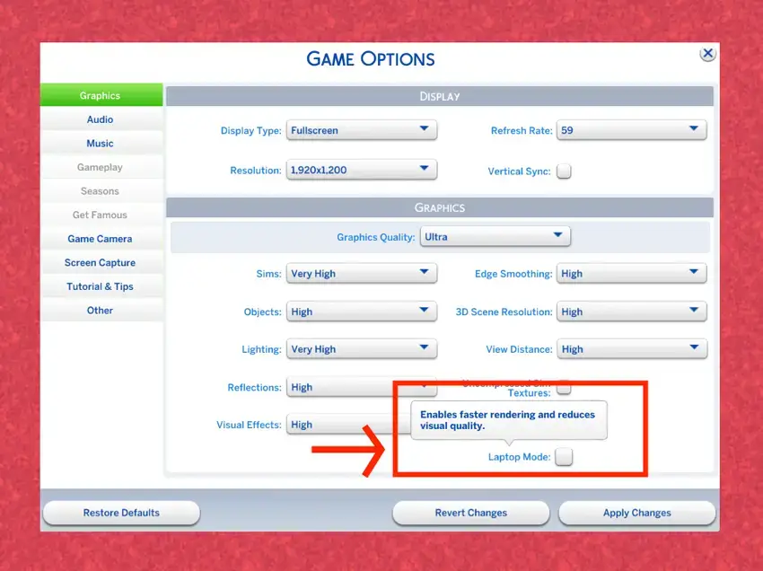 Sims 4 Game Options