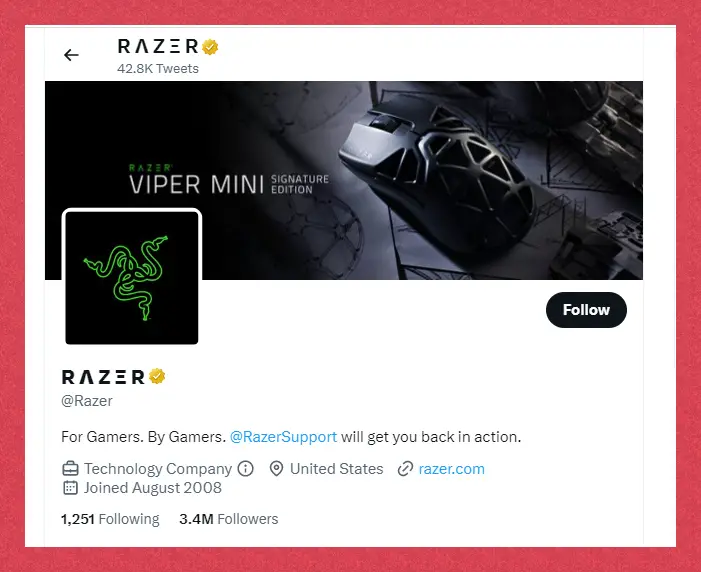 The Razer Twitter Account