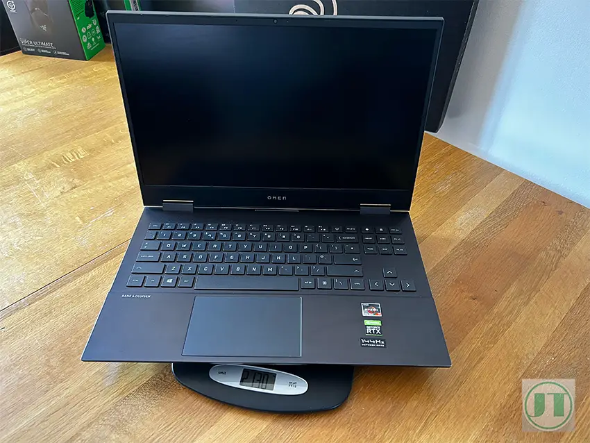 Weighing the HP Omen 15 Gaming Laptop